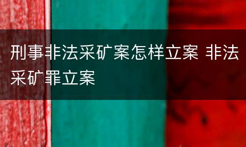 刑事非法采矿案怎样立案 非法采矿罪立案