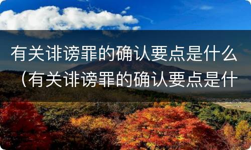 有关诽谤罪的确认要点是什么（有关诽谤罪的确认要点是什么标准）