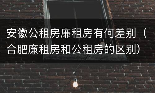 安徽公租房廉租房有何差别（合肥廉租房和公租房的区别）