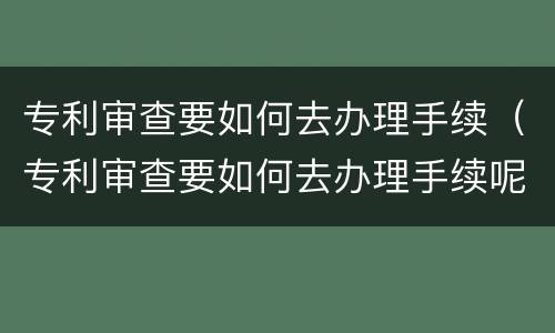 专利审查要如何去办理手续（专利审查要如何去办理手续呢）