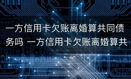 一方信用卡欠账离婚算共同债务吗 一方信用卡欠账离婚算共同债务吗