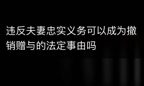 违反夫妻忠实义务可以成为撤销赠与的法定事由吗