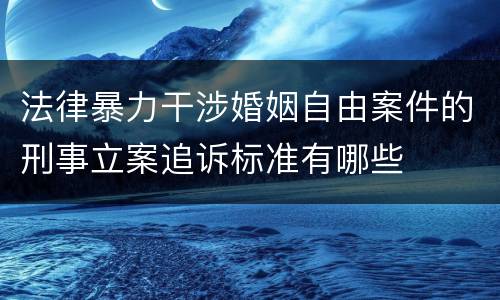 法律暴力干涉婚姻自由案件的刑事立案追诉标准有哪些