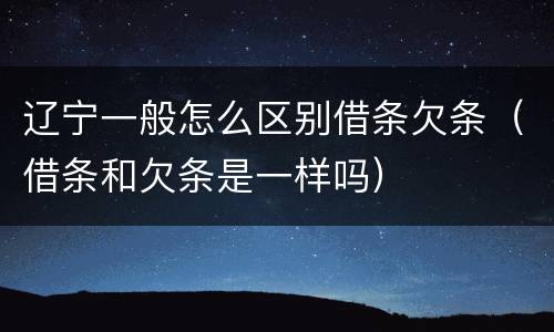 辽宁一般怎么区别借条欠条（借条和欠条是一样吗）