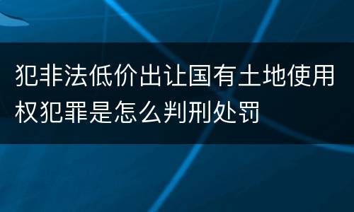 犯非法低价出让国有土地使用权犯罪是怎么判刑处罚