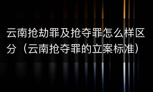 云南抢劫罪及抢夺罪怎么样区分（云南抢夺罪的立案标准）