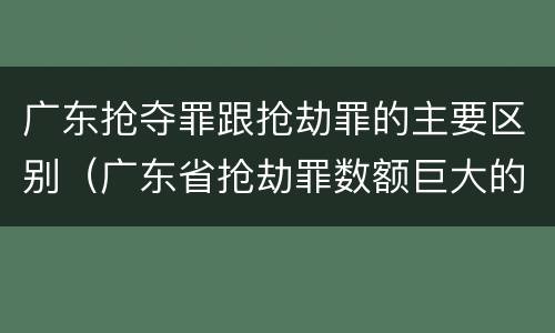 广东抢夺罪跟抢劫罪的主要区别（广东省抢劫罪数额巨大的标准）