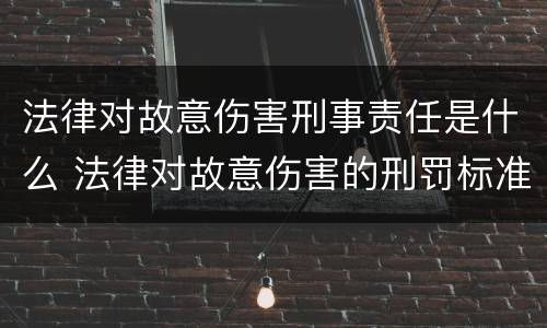 法律对故意伤害刑事责任是什么 法律对故意伤害的刑罚标准