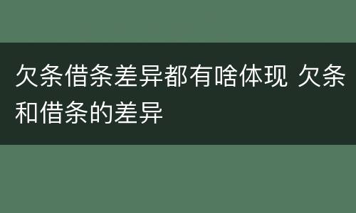 欠条借条差异都有啥体现 欠条和借条的差异