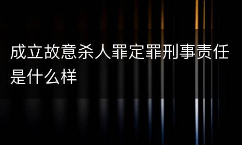 成立故意杀人罪定罪刑事责任是什么样