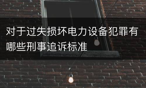 对于过失损坏电力设备犯罪有哪些刑事追诉标准