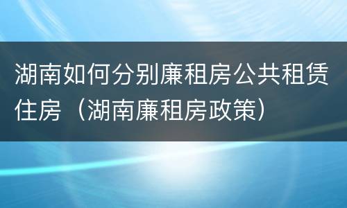 湖南如何分别廉租房公共租赁住房（湖南廉租房政策）