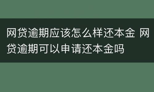 网贷逾期应该怎么样还本金 网贷逾期可以申请还本金吗