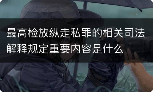 最高检放纵走私罪的相关司法解释规定重要内容是什么