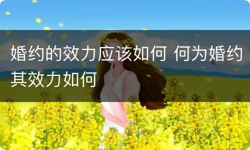 婚约的效力应该如何 何为婚约其效力如何