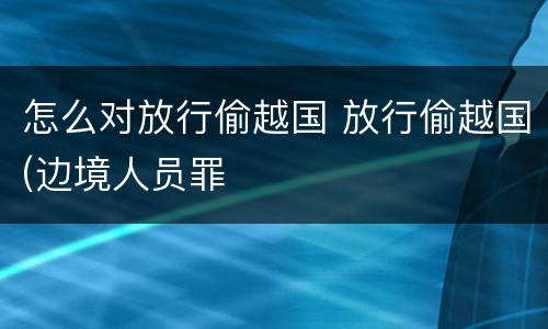 怎么对放行偷越国 放行偷越国(边境人员罪