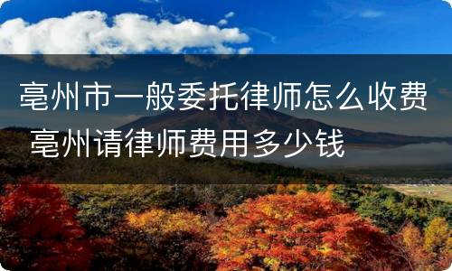 亳州市一般委托律师怎么收费 亳州请律师费用多少钱