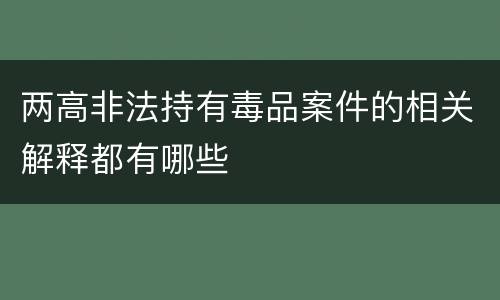 两高非法持有毒品案件的相关解释都有哪些