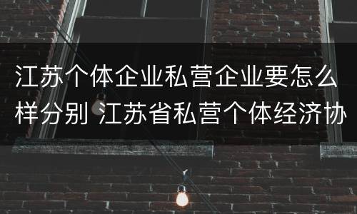 江苏个体企业私营企业要怎么样分别 江苏省私营个体经济协会