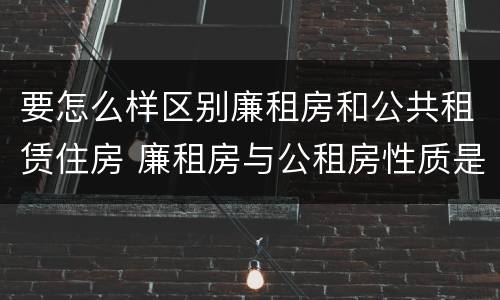 要怎么样区别廉租房和公共租赁住房 廉租房与公租房性质是一样的吗