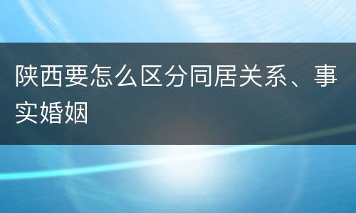 陕西要怎么区分同居关系、事实婚姻