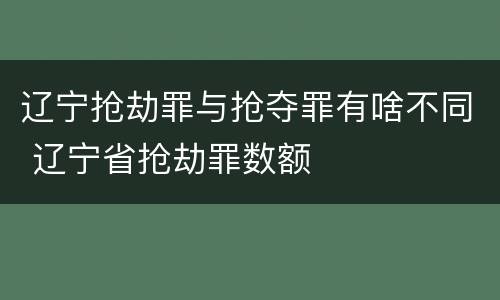 辽宁抢劫罪与抢夺罪有啥不同 辽宁省抢劫罪数额