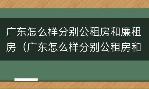 广东怎么样分别公租房和廉租房（广东怎么样分别公租房和廉租房呢）