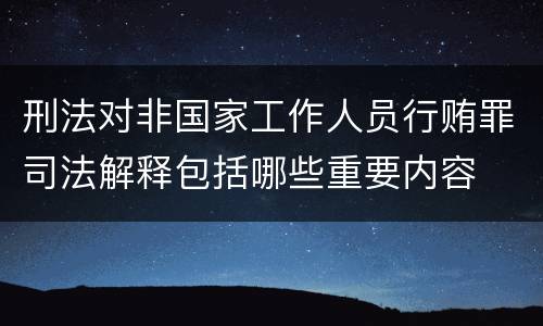 刑法对非国家工作人员行贿罪司法解释包括哪些重要内容