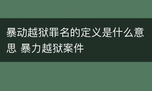 暴动越狱罪名的定义是什么意思 暴力越狱案件