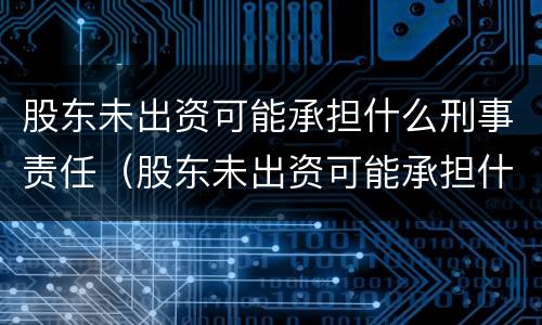 股东未出资可能承担什么刑事责任（股东未出资可能承担什么刑事责任呢）