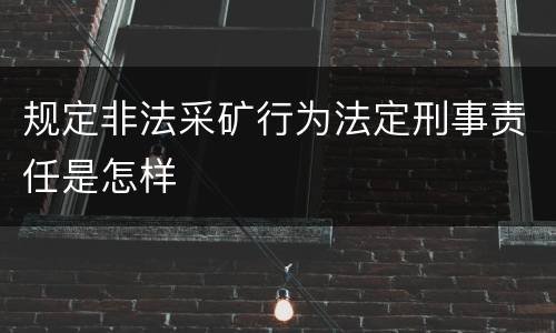 规定非法采矿行为法定刑事责任是怎样