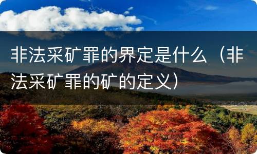 非法采矿罪的界定是什么（非法采矿罪的矿的定义）