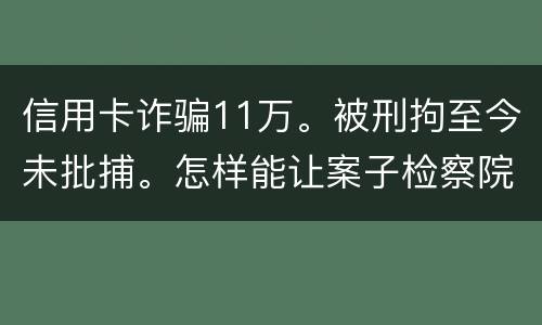 信用卡诈骗11万。被刑拘至今未批捕。怎样能让案子检察院就结了。不用再等法院宣判