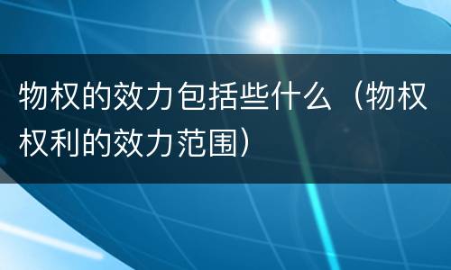 物权的效力包括些什么（物权权利的效力范围）