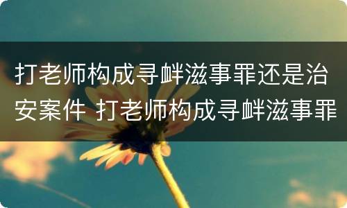 打老师构成寻衅滋事罪还是治安案件 打老师构成寻衅滋事罪还是治安案件