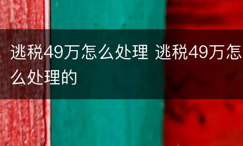 逃税49万怎么处理 逃税49万怎么处理的