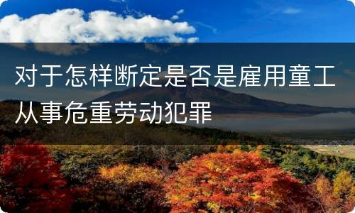 对于怎样断定是否是雇用童工从事危重劳动犯罪