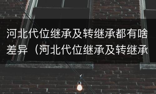 河北代位继承及转继承都有啥差异（河北代位继承及转继承都有啥差异吗）