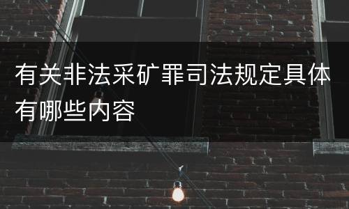 有关非法采矿罪司法规定具体有哪些内容