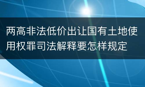 两高非法低价出让国有土地使用权罪司法解释要怎样规定