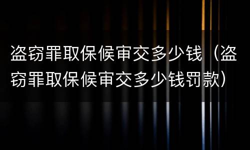 盗窃罪取保候审交多少钱（盗窃罪取保候审交多少钱罚款）