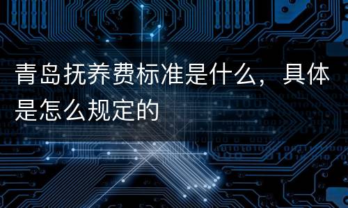 青岛抚养费标准是什么，具体是怎么规定的