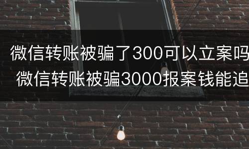 微信转账被骗了300可以立案吗 微信转账被骗3000报案钱能追回来吗