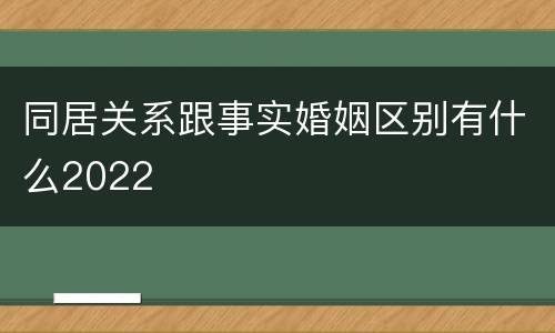 同居关系跟事实婚姻区别有什么2022