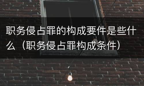 职务侵占罪的构成要件是些什么（职务侵占罪构成条件）