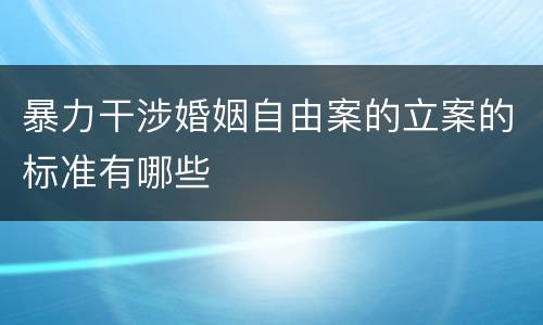 暴力干涉婚姻自由案的立案的标准有哪些