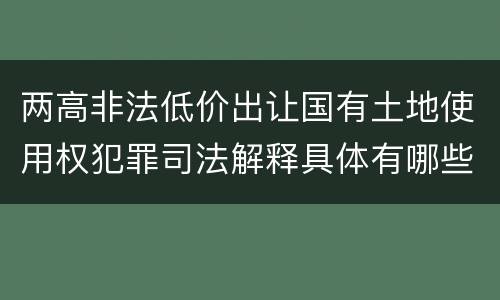 两高非法低价出让国有土地使用权犯罪司法解释具体有哪些主要规定