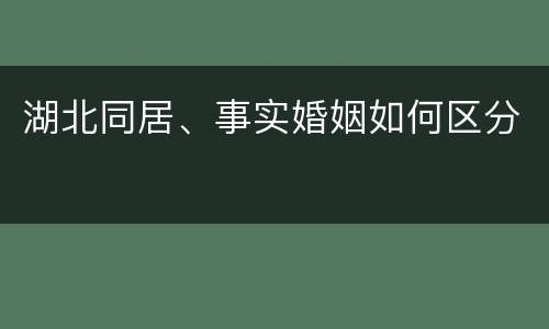 湖北同居、事实婚姻如何区分