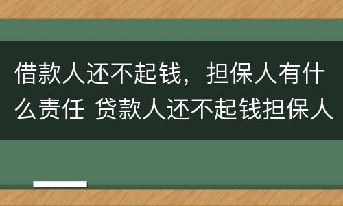 借款人还不起钱，担保人有什么责任 贷款人还不起钱担保人有啥责任