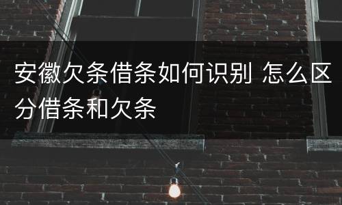 安徽欠条借条如何识别 怎么区分借条和欠条